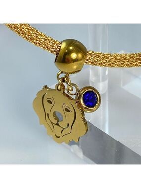Golden Retriever with Birthstone Dangle Charm